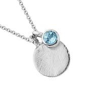 Silver Blue Topaz Moon & Stone Necklace