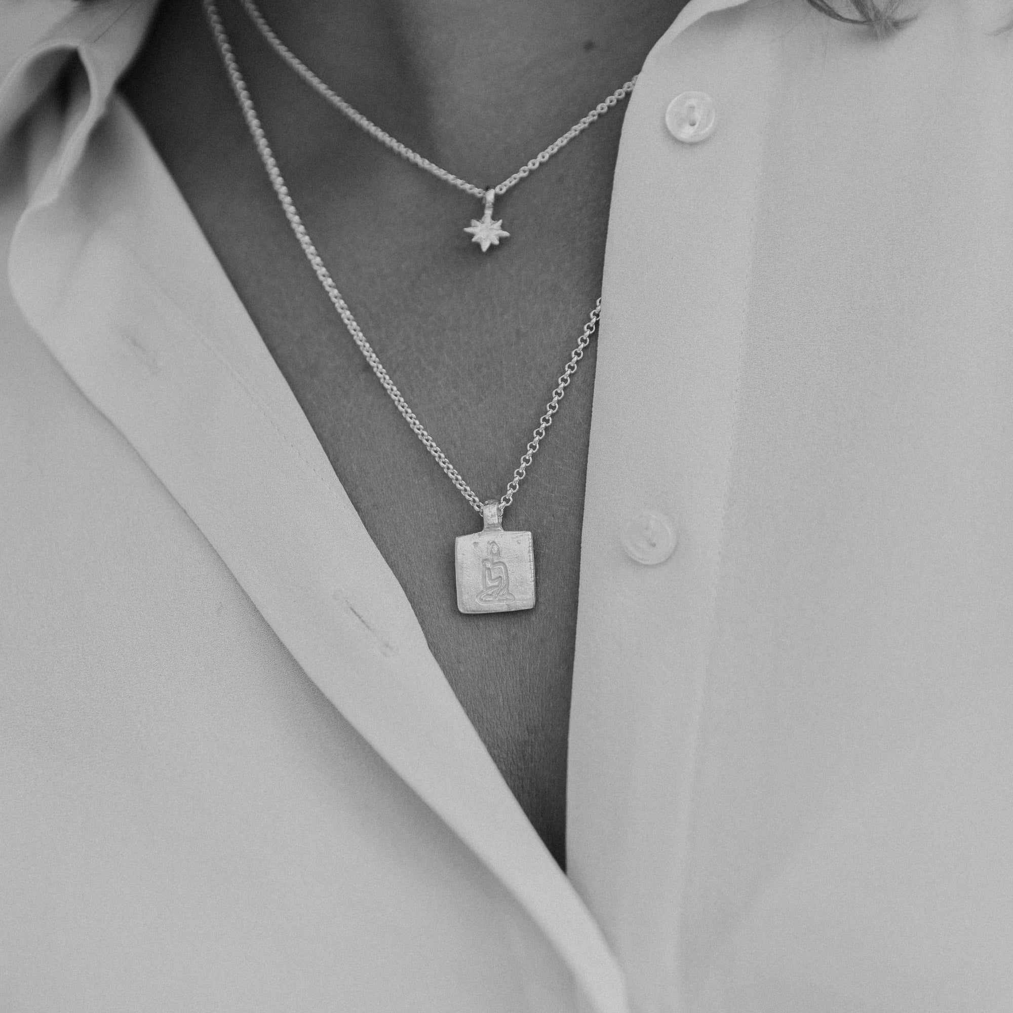 Silver & Gold Medium Aquarius Horoscope Necklace