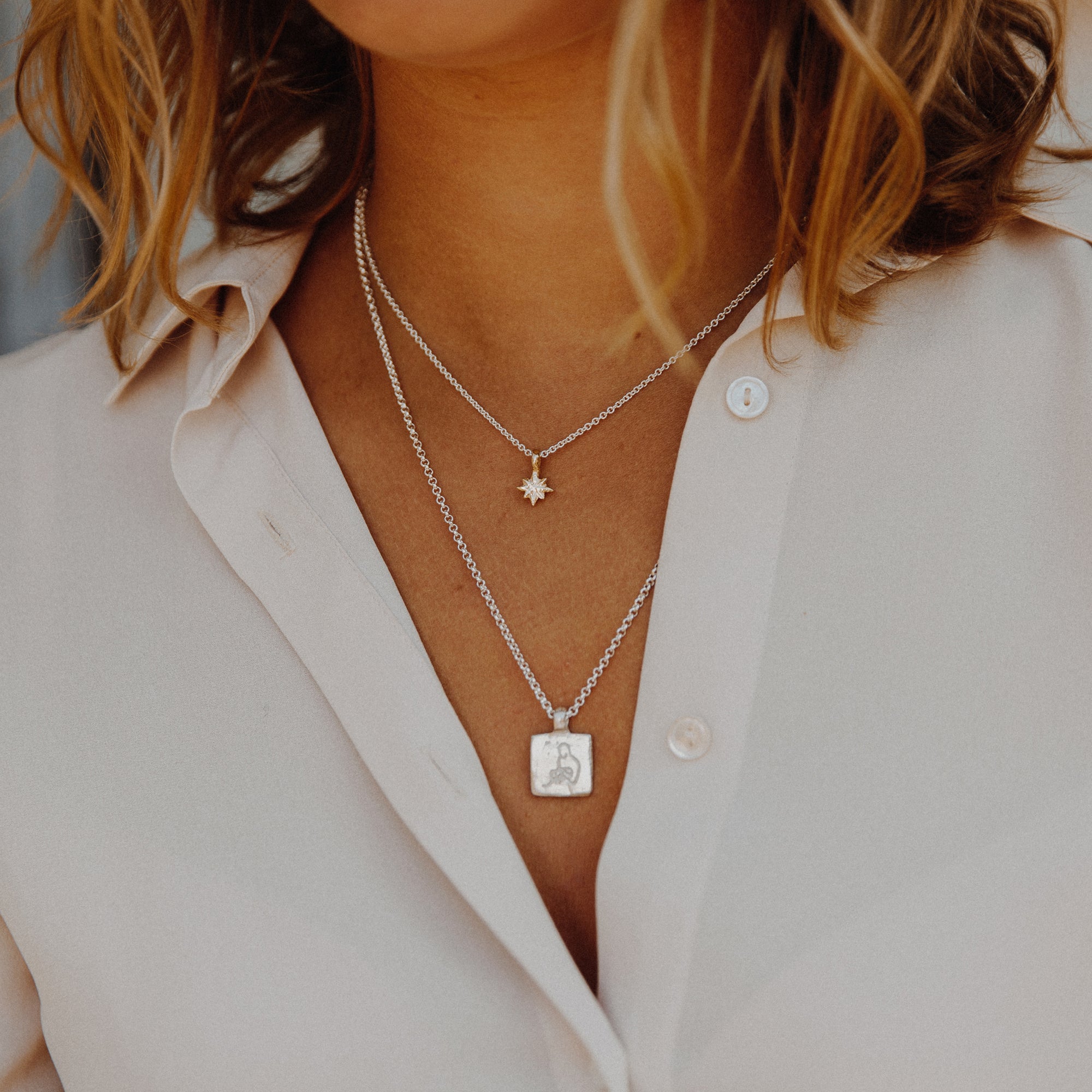 Silver & Gold Baby North Star Necklace