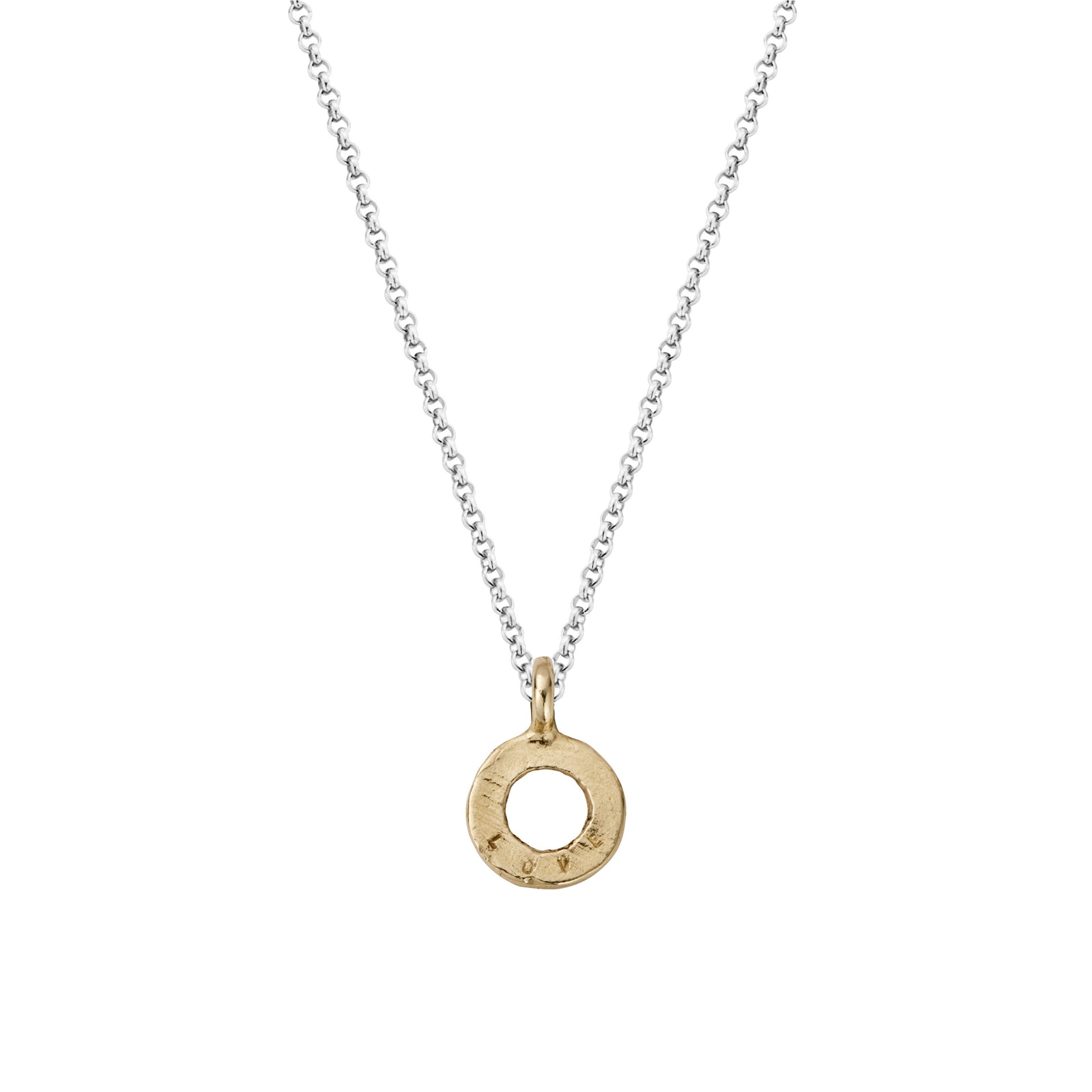 Silver & Gold Medium Open Circle Necklace