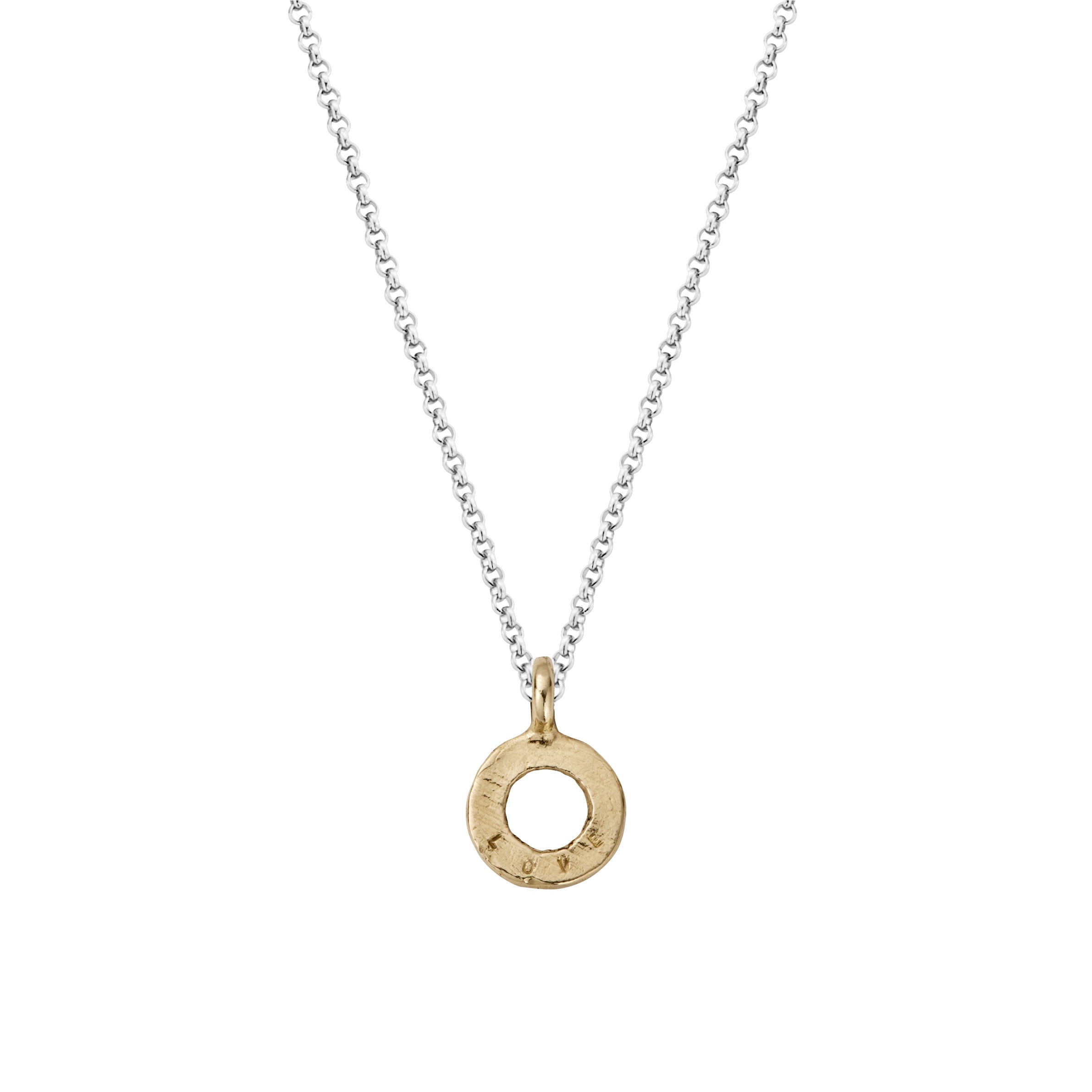 Silver & Gold Medium Open Circle Necklace