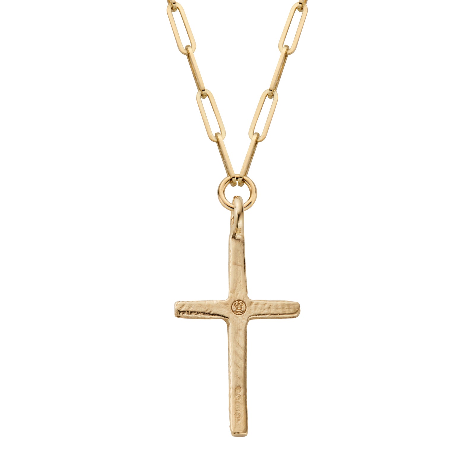 Gold Pavé Set Diamond Large Cross Trace Chain Necklace