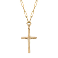 Gold Pavé Set Diamond Large Cross Trace Chain Necklace