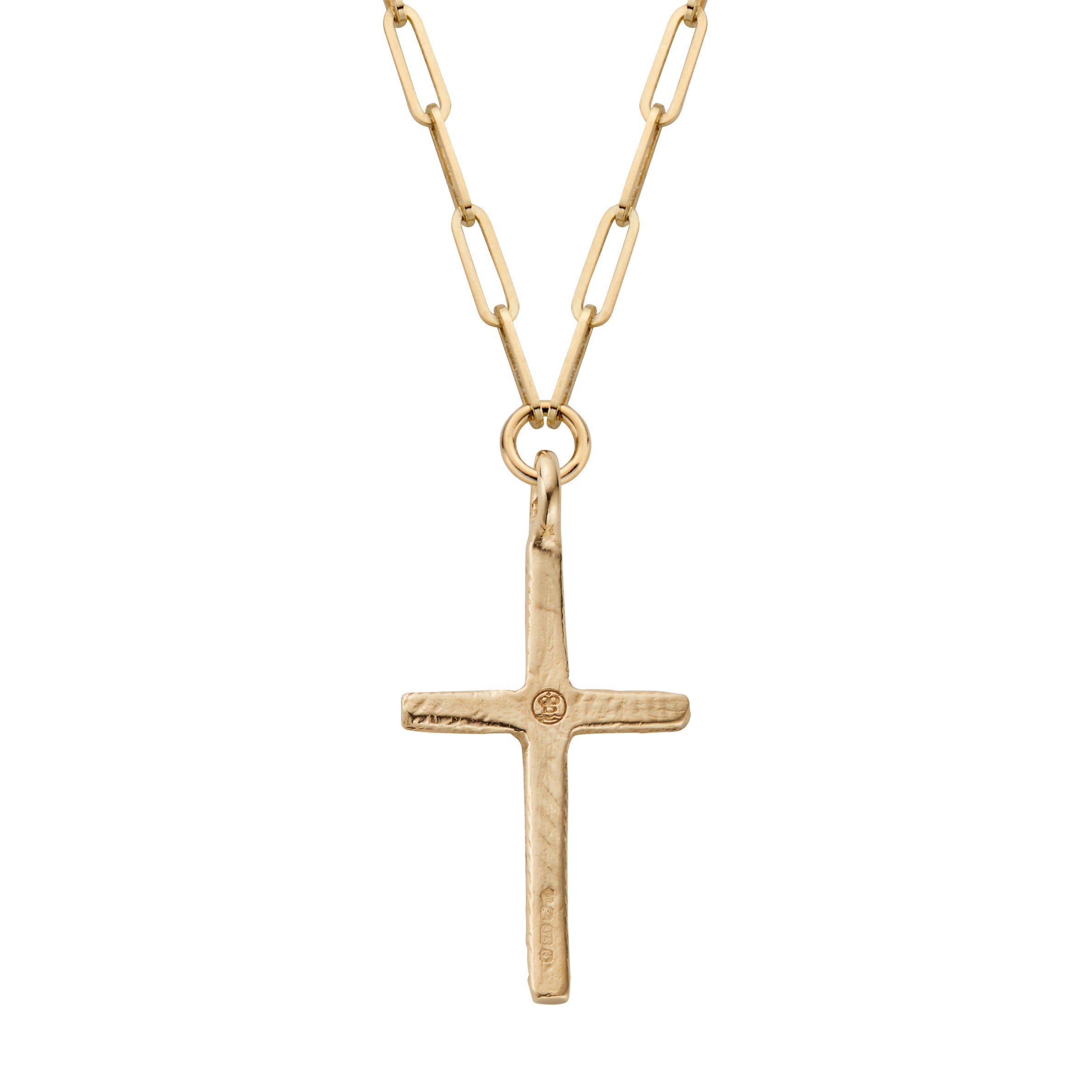 Gold Pavé Set Diamond Large Cross Trace Chain Necklace