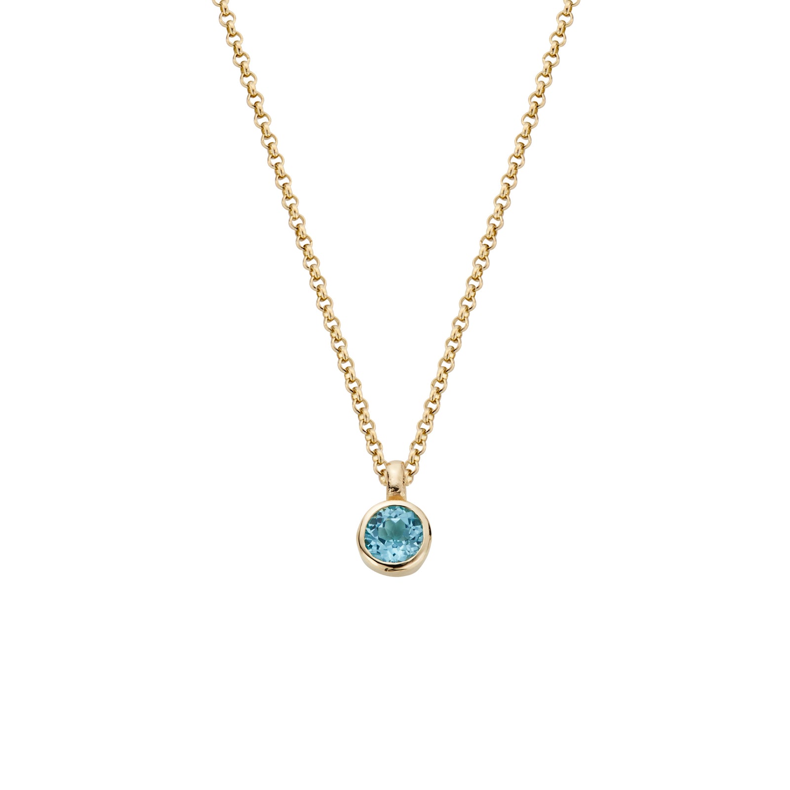 Gold Blue Topaz Baby Treasure Necklace