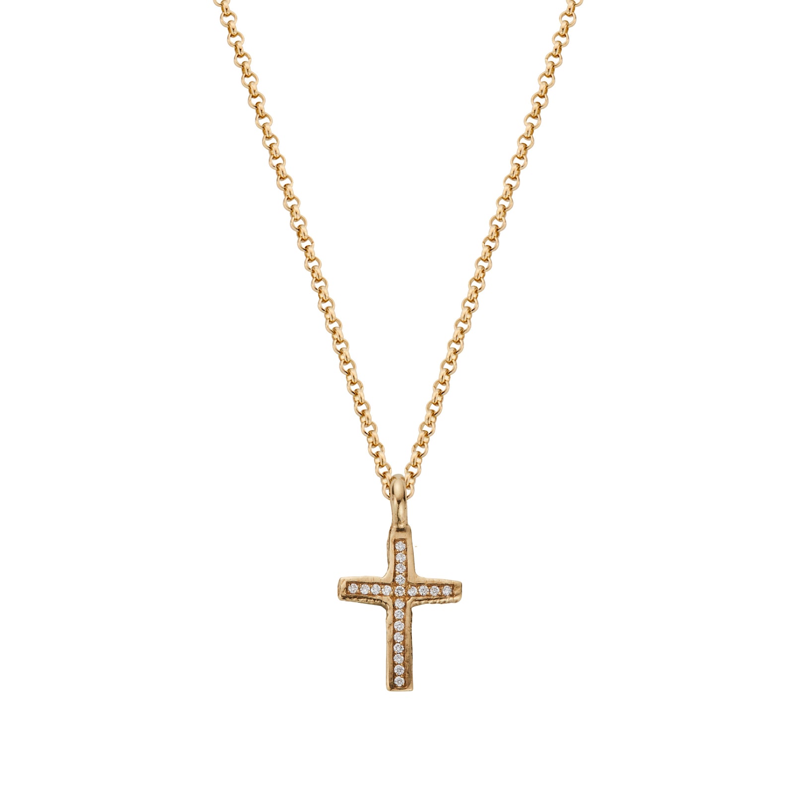Gold Pavé Set Diamond Medium Cross Necklace