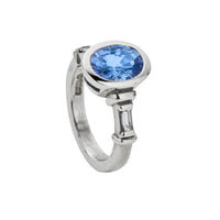 AARYANA White Gold Blue Sapphire & Diamond Ring