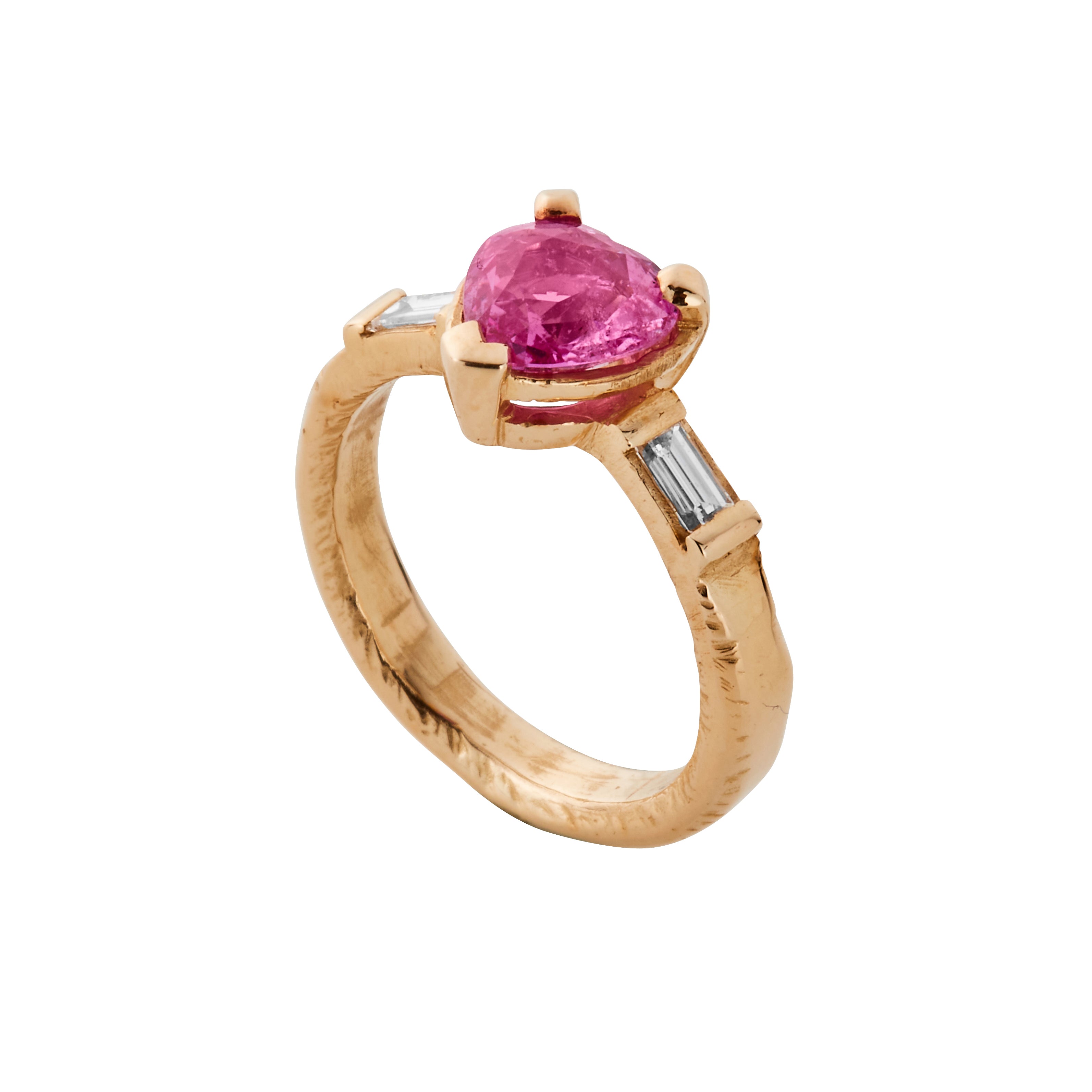 ORLA Gold Pink Sapphire & Diamond Heart Ring