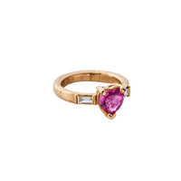 ORLA Gold Pink Sapphire & Diamond Heart Ring