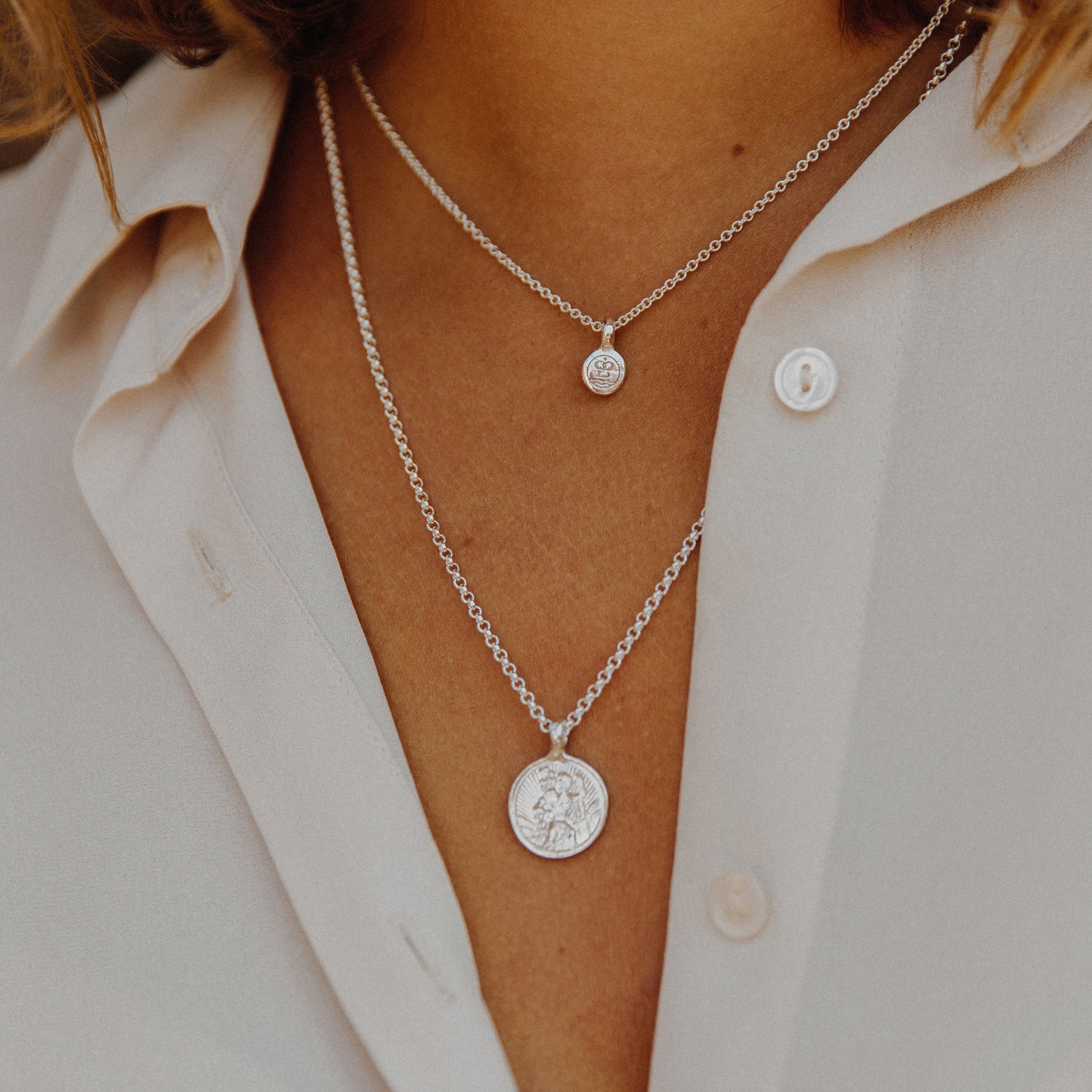 Silver Medium St Christopher Necklace