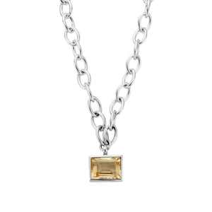Silver Maxi Citrine Sylt Chain Necklace