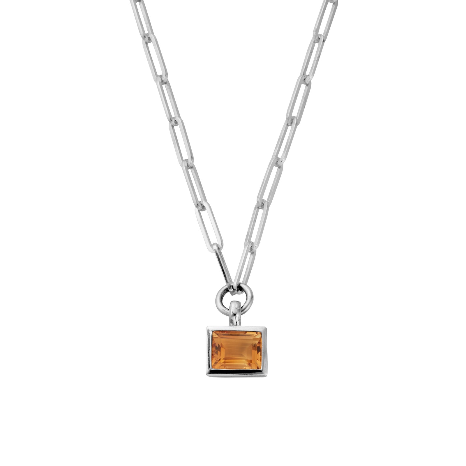 Silver Mini Citrine Trace Chain Necklace