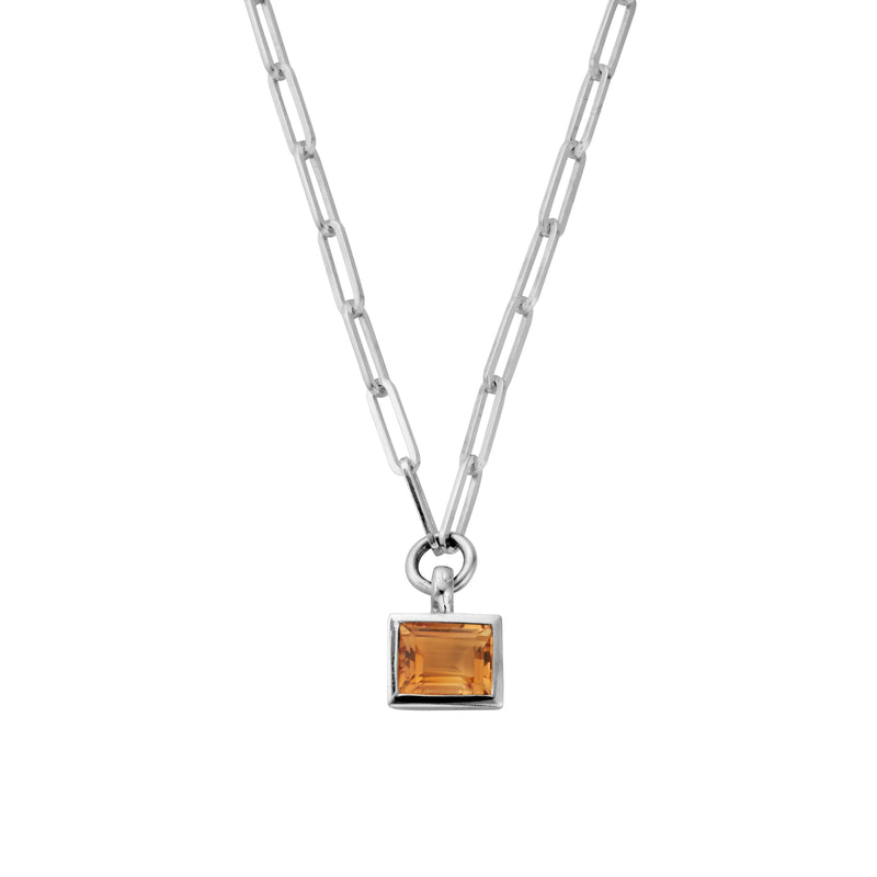 Silver Mini Citrine Trace Chain Necklace