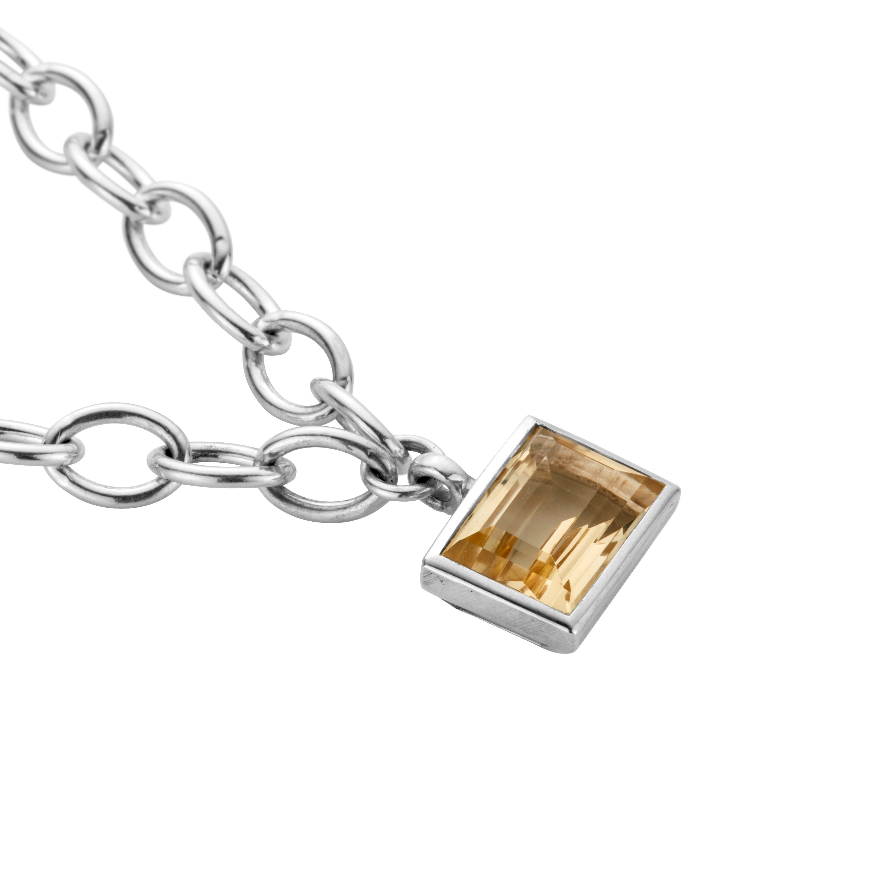 Silver Maxi Citrine Sylt Chain Necklace