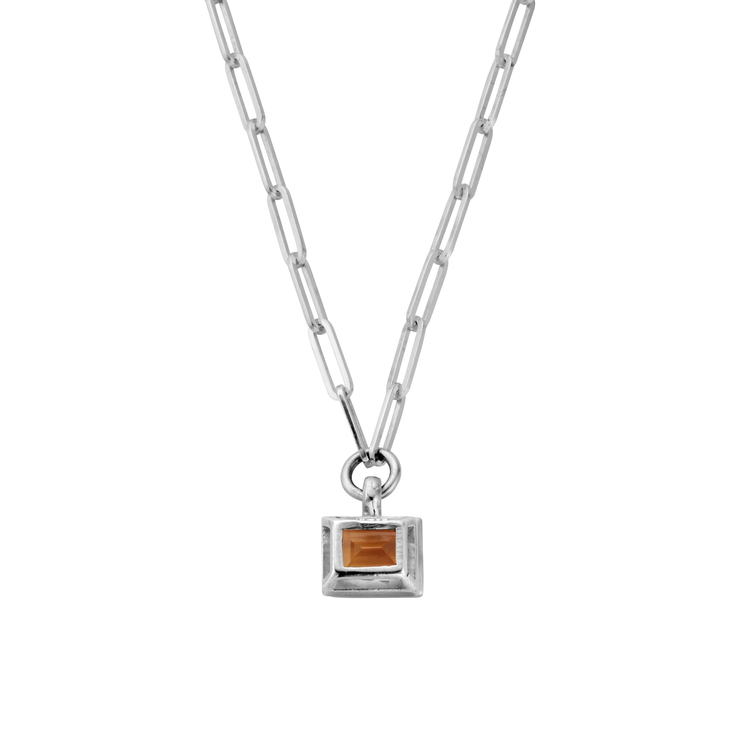 Silver Mini Citrine Trace Chain Necklace
