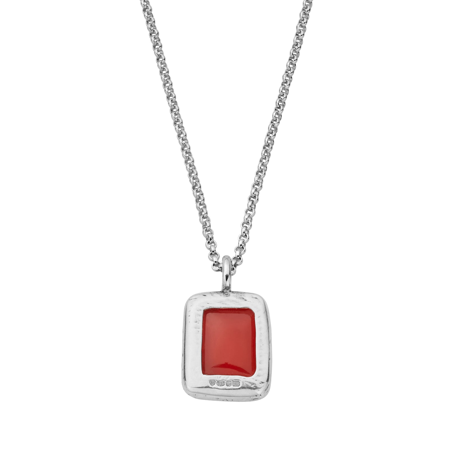 Silver Carnelian Intaglio Hand Carved Necklace