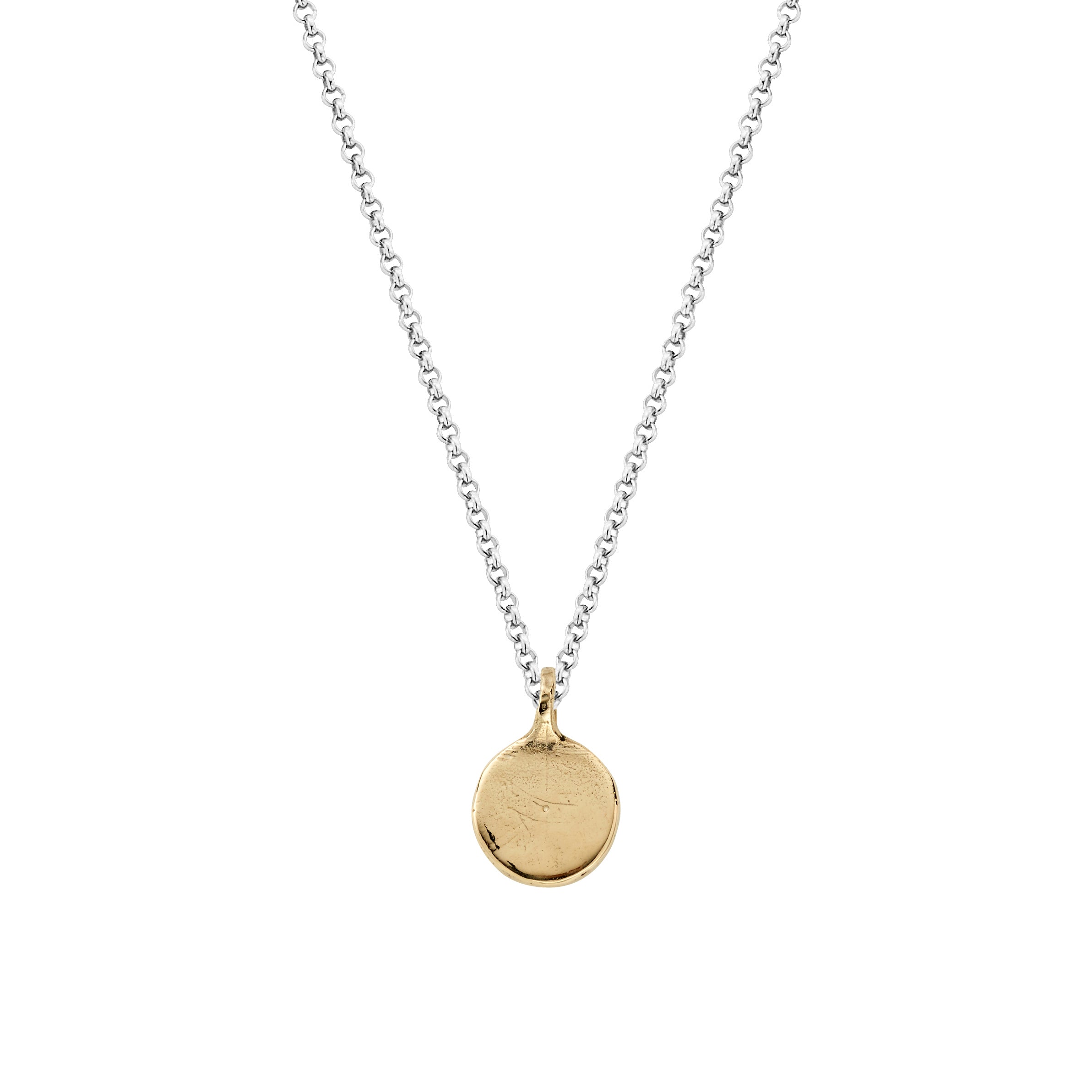 Silver & Gold Medium Disc Necklace