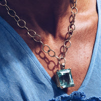 DEIA Gold Aquamarine & Diamond Necklace