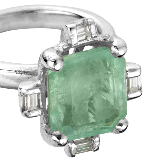 DENALI White Gold Emerald & Diamond Claw Ring