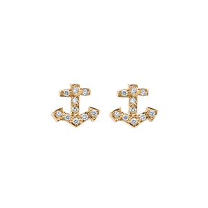 Gold Diamond Little Anchor Ear Charm Set