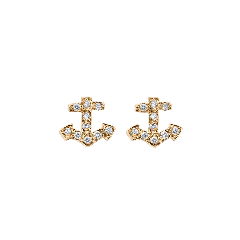 Gold Diamond Little Anchor Ear Charm Set
