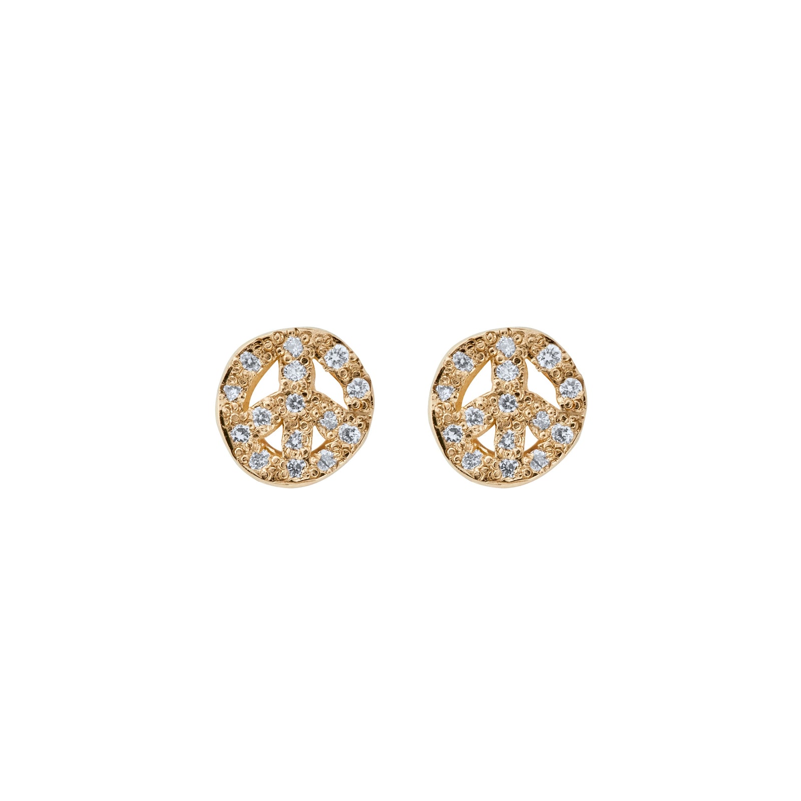 Gold Diamond Little Peace Ear Charm Set