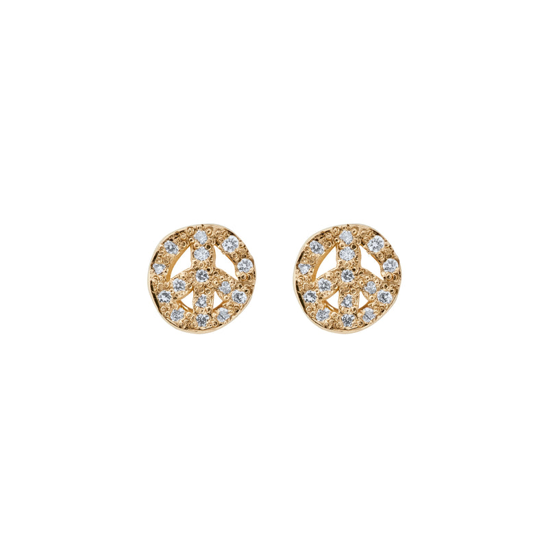Gold Diamond Little Peace Ear Charm Set