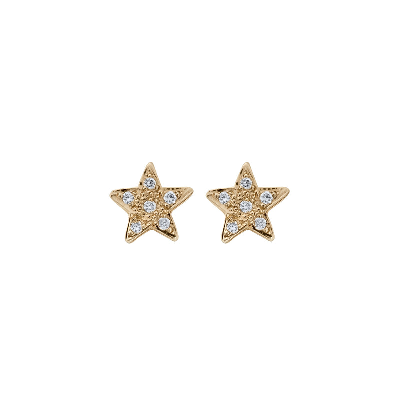Gold Diamond Little Star Ear Charm Set