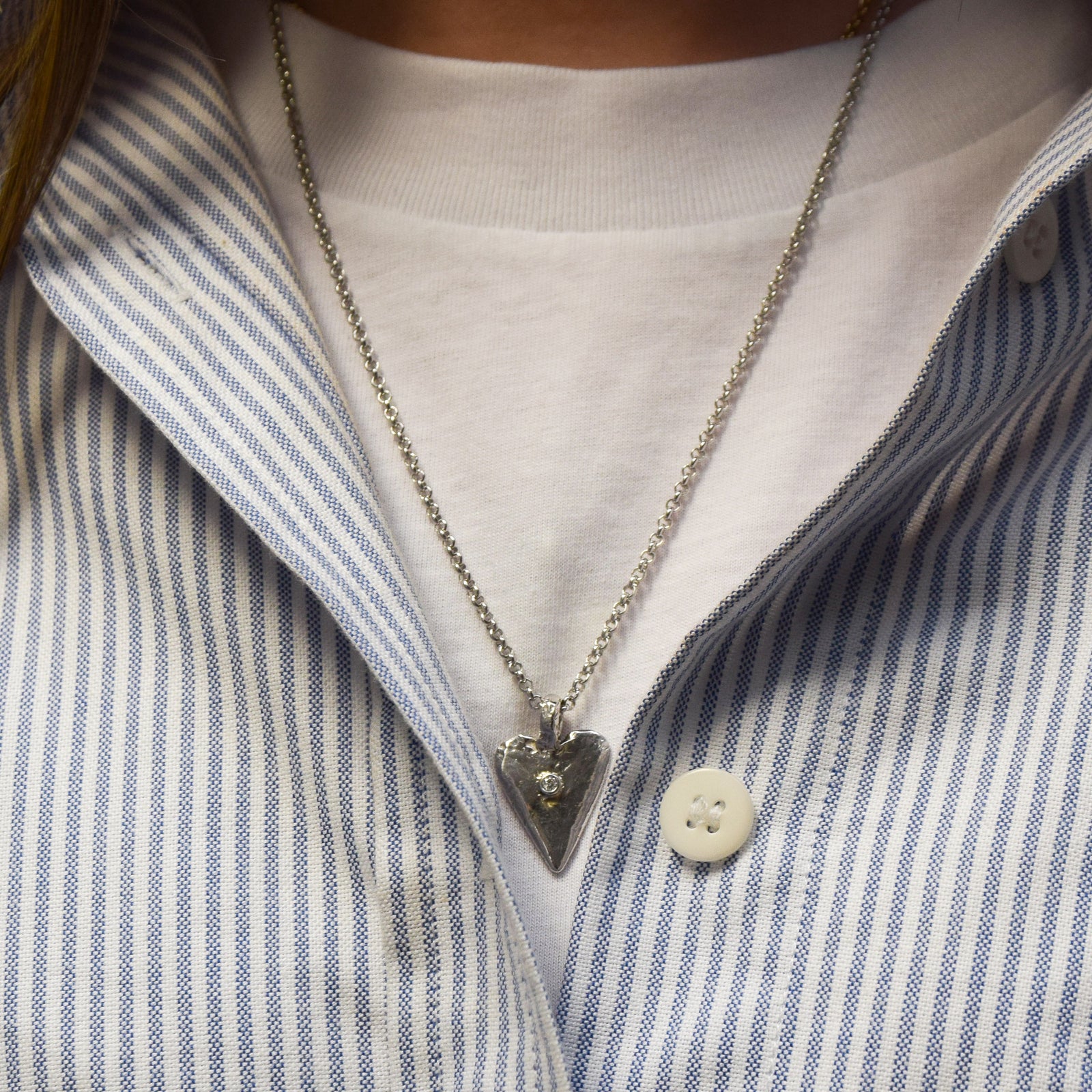 White Gold Medium Diamond Heart Necklace