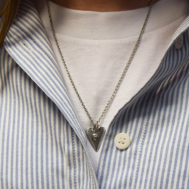 White Gold Medium Diamond Heart Necklace