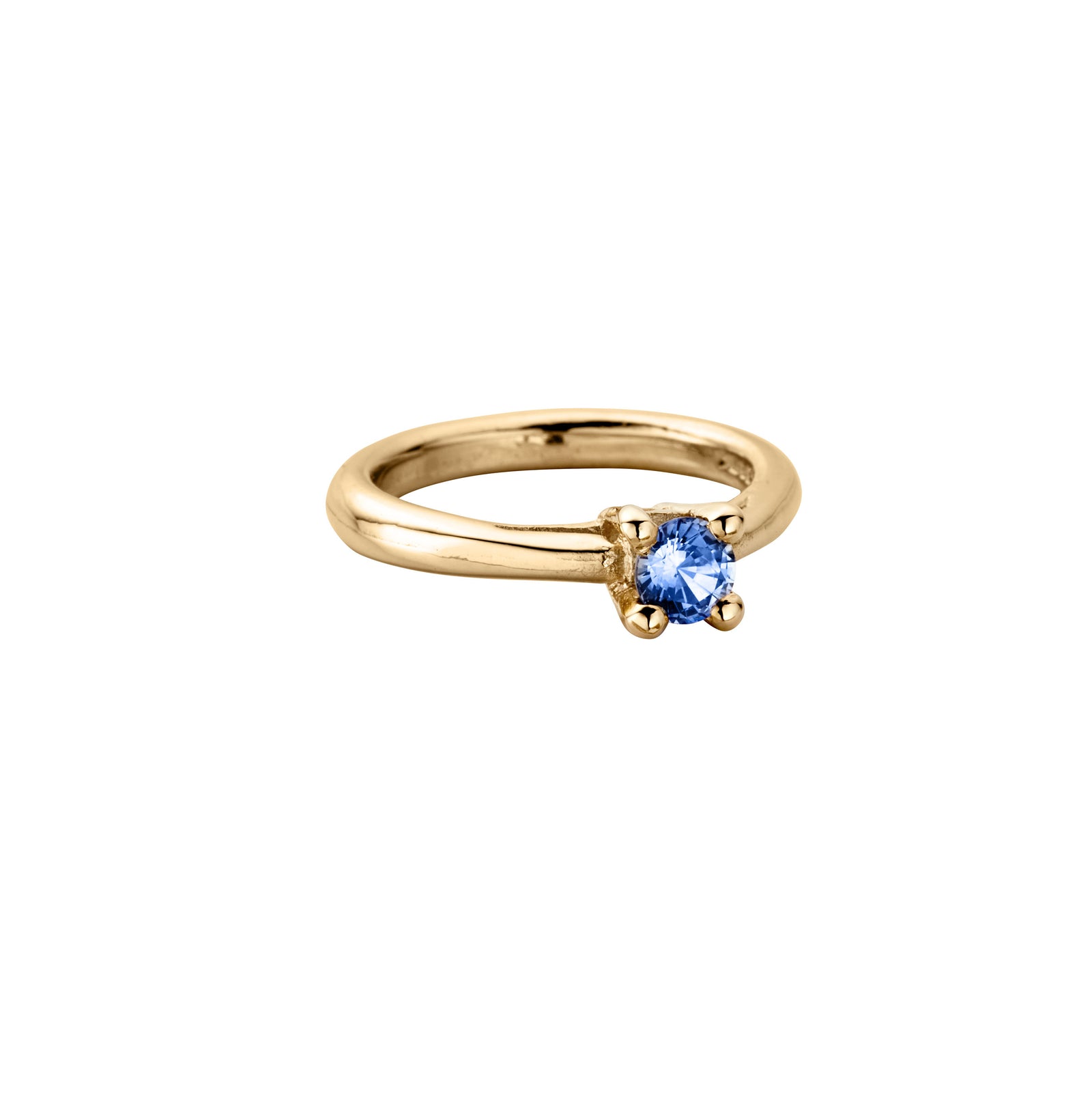 Gold Blue Sapphire Claw Ring