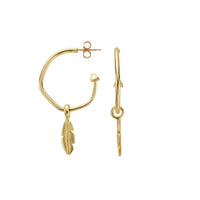 Gold Maxi Cupid Hoops With Mini Feather Charms