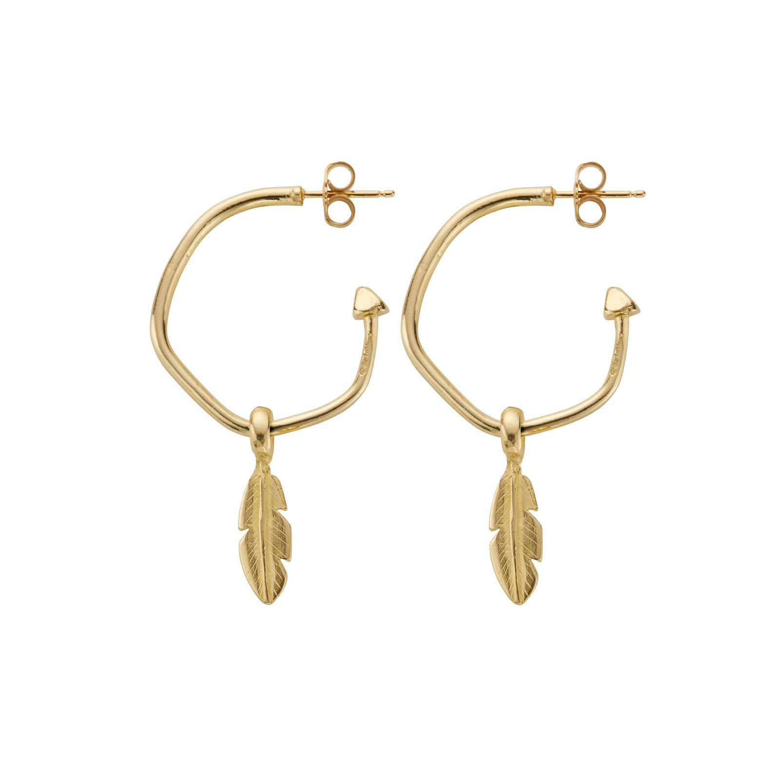 Gold Maxi Cupid Hoops With Mini Feather Charms