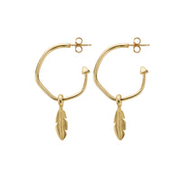 Gold Maxi Cupid Hoops With Mini Feather Charms
