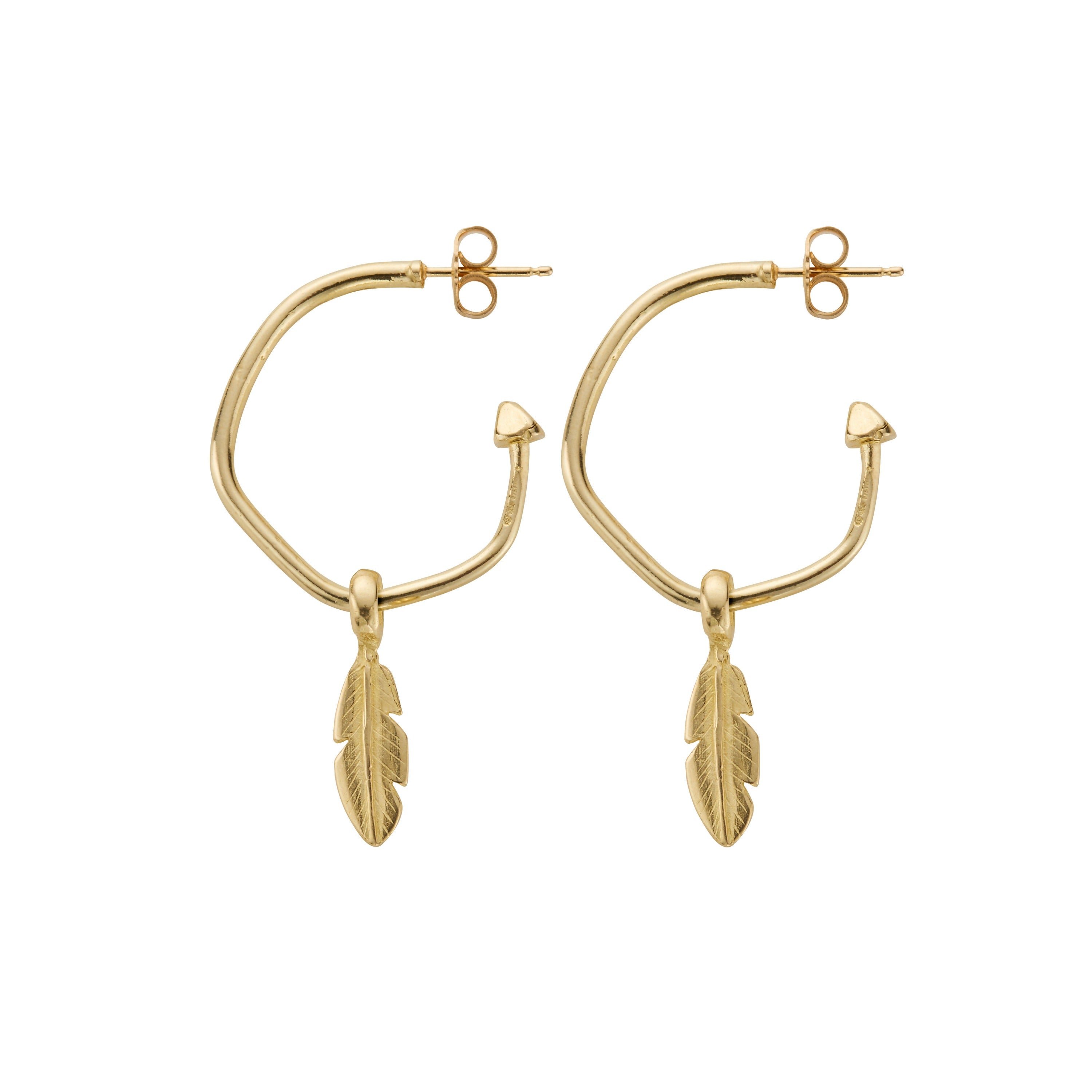 Gold Maxi Cupid Hoops With Mini Feather Charms