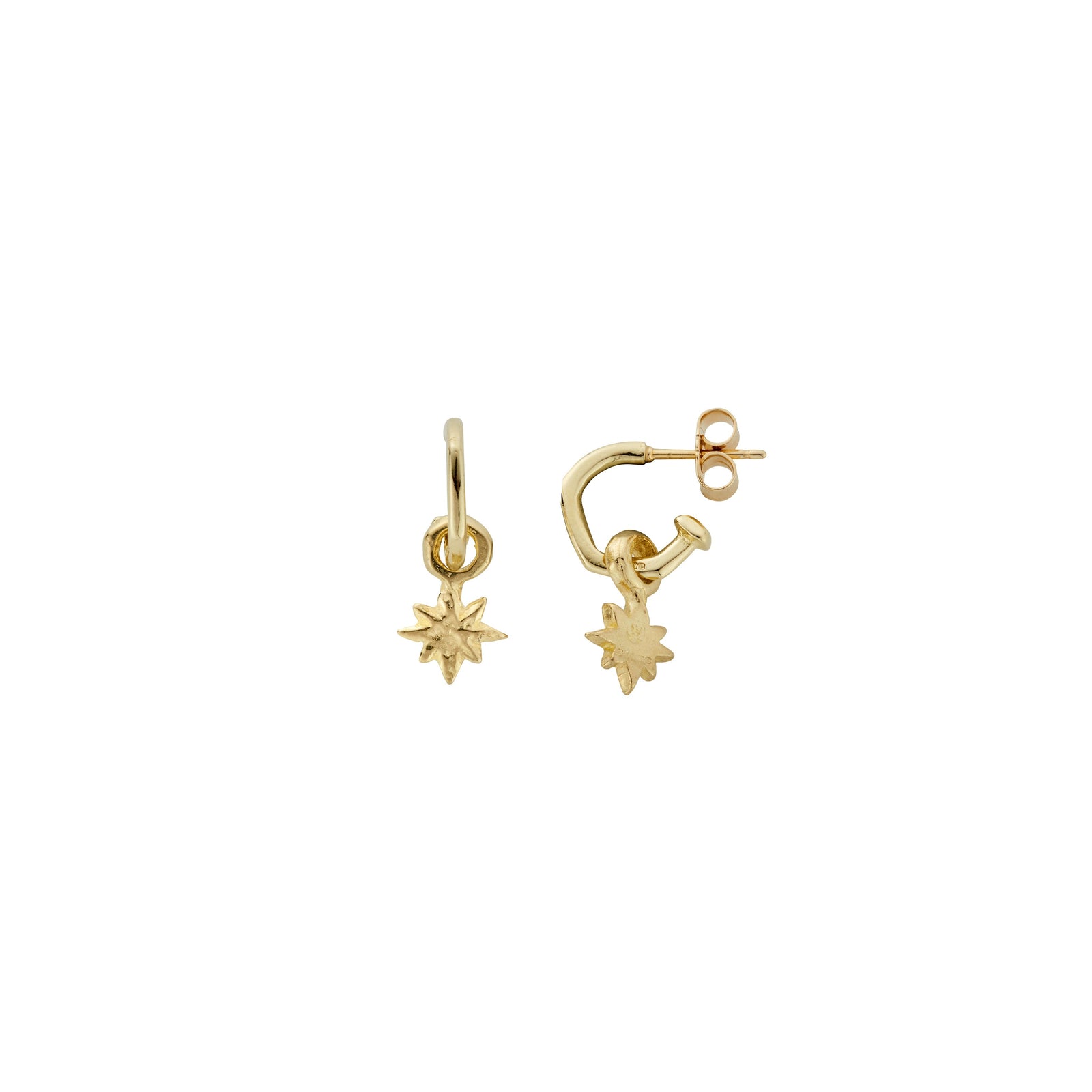 Gold Tiny Cupid Hoops With Baby North Star Charms