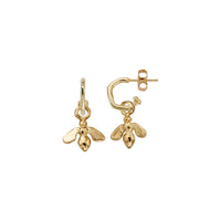 Gold Tiny Cupid Hoops With Mini Honey Bee Charms