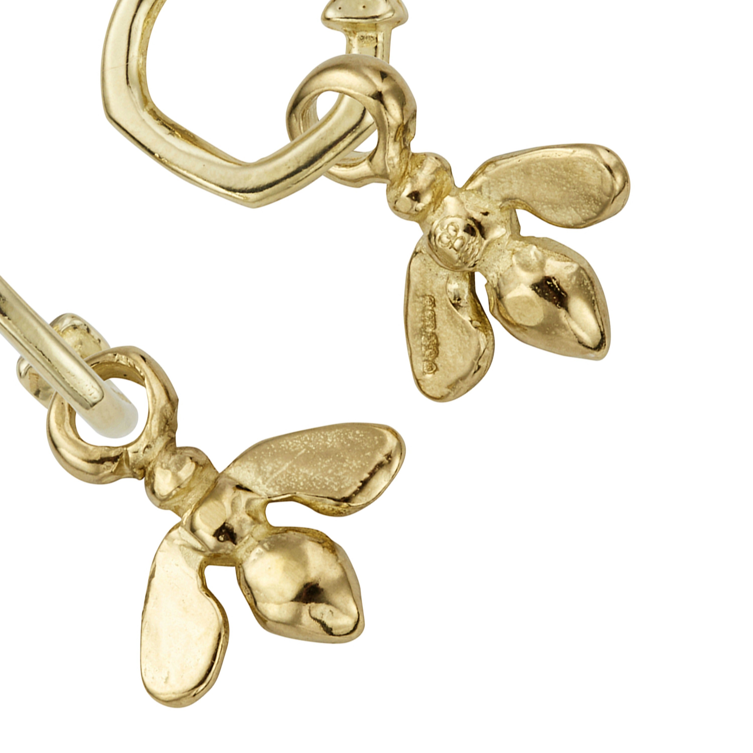 Gold Tiny Cupid Hoops With Mini Honey Bee Charms