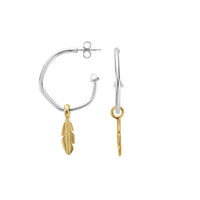 Maxi Cupid Hoops with Gold Mini Feather Charms