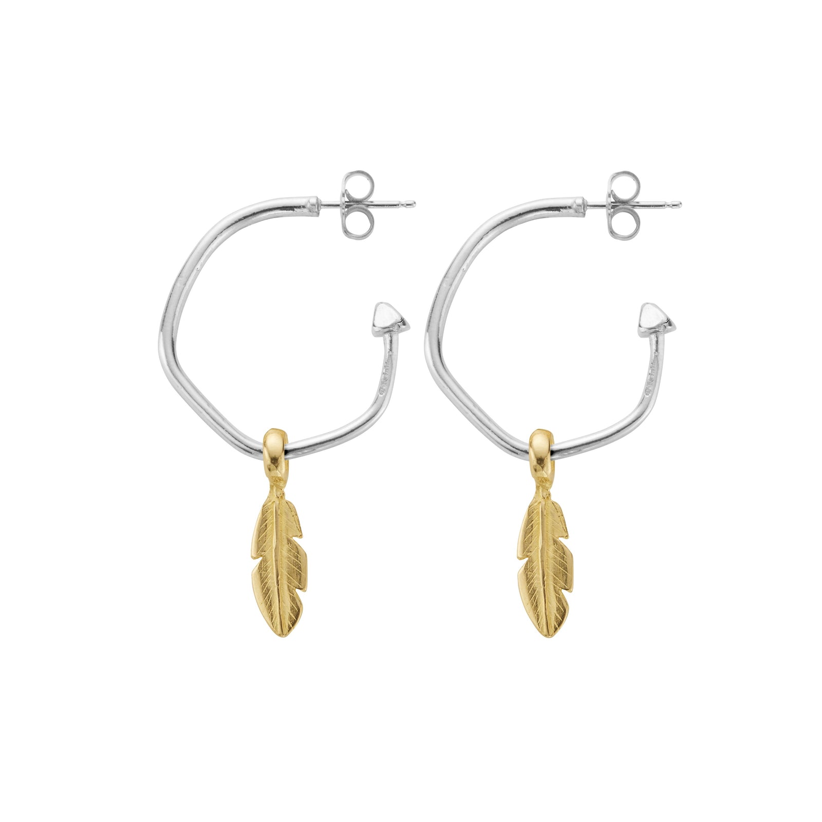 Maxi Cupid Hoops with Gold Mini Feather Charms