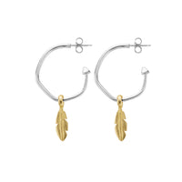 Maxi Cupid Hoops with Gold Mini Feather Charms