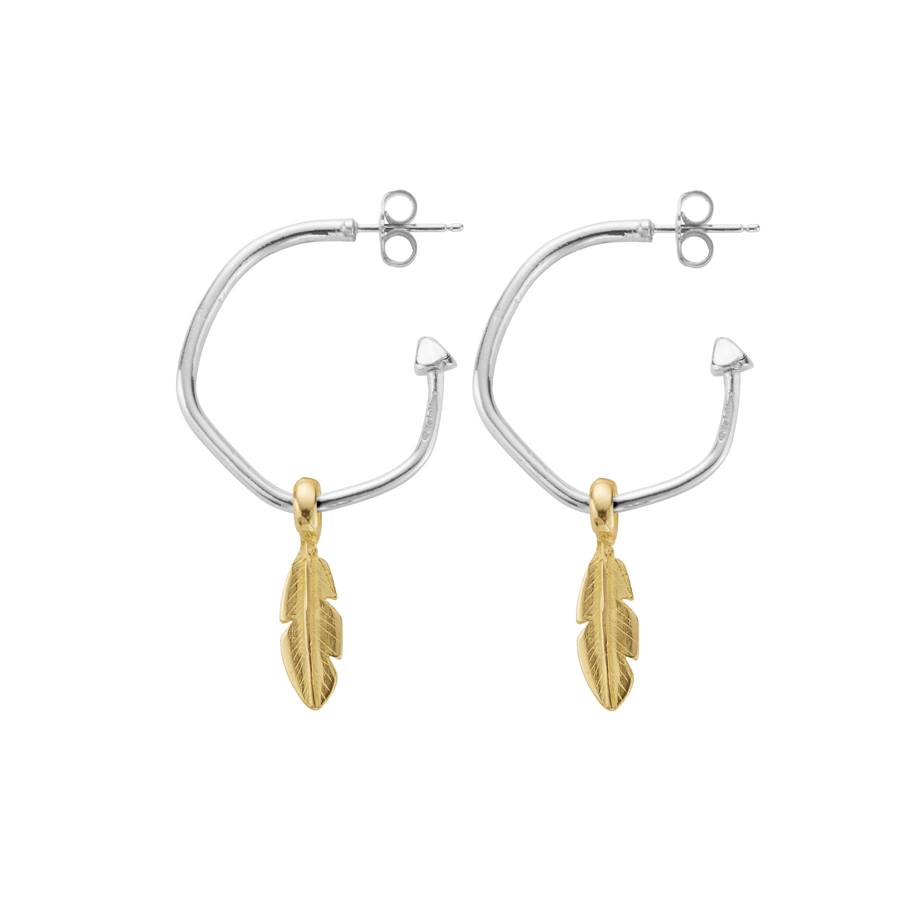 Maxi Cupid Hoops with Gold Mini Feather Charms