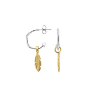 Mini Cupid Hoops With Gold Mini Feather Charms