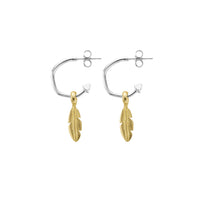 Mini Cupid Hoops With Gold Mini Feather Charms