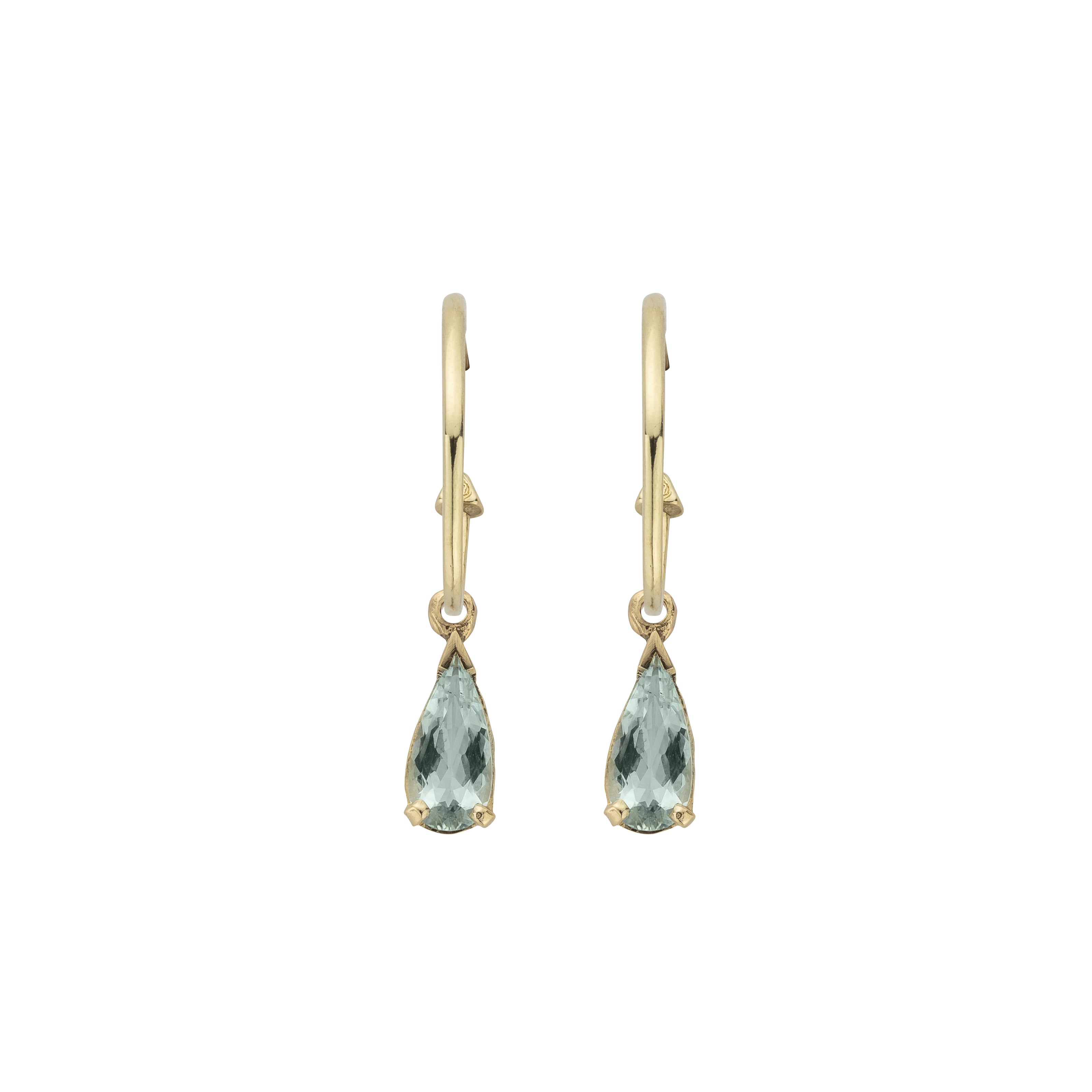EZILI Gold Aquamarine Tear Drop Earrings