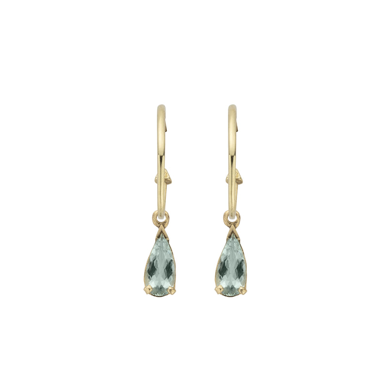 EZILI Gold Aquamarine Tear Drop Earrings