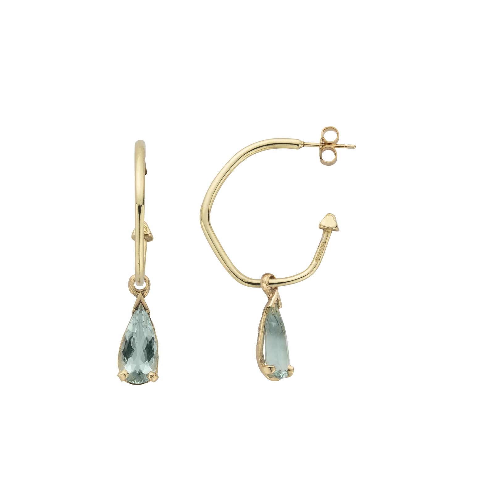 EZILI Gold Aquamarine Tear Drop Earrings