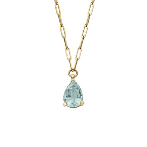 EZILI Gold Aquamarine Teardrop Necklace