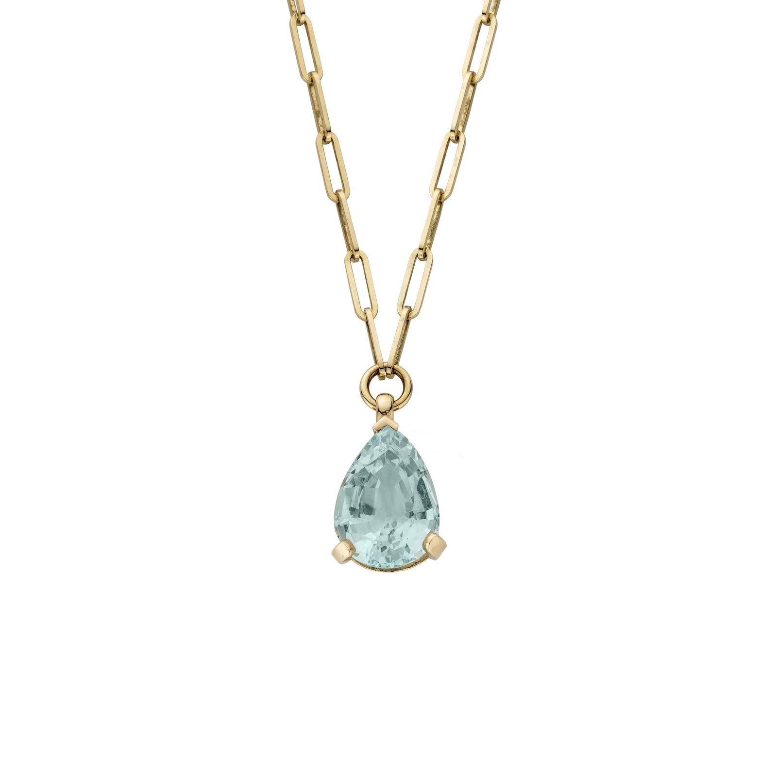 EZILI Gold Aquamarine Teardrop Necklace