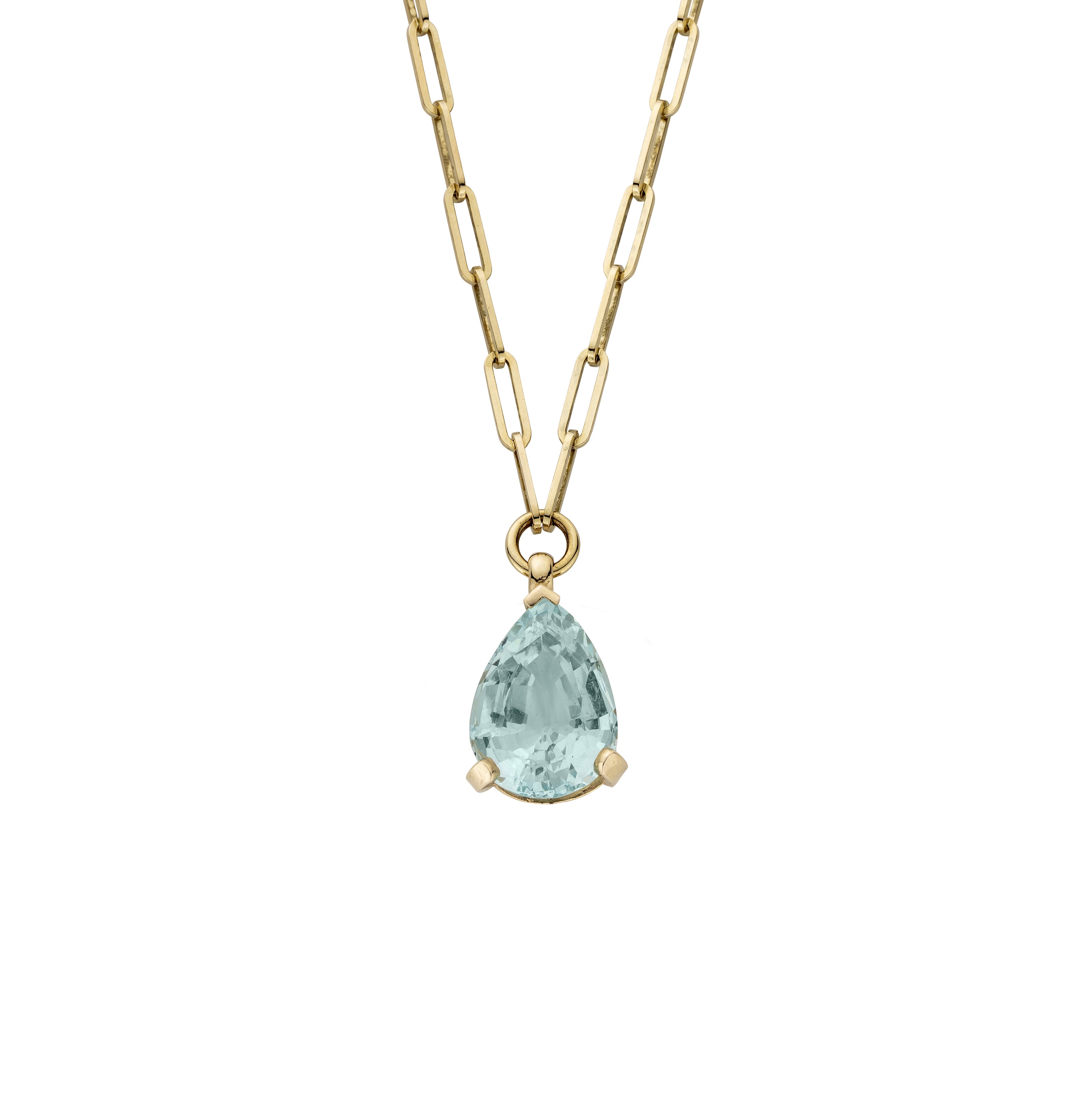EZILI Gold Aquamarine Teardrop Necklace